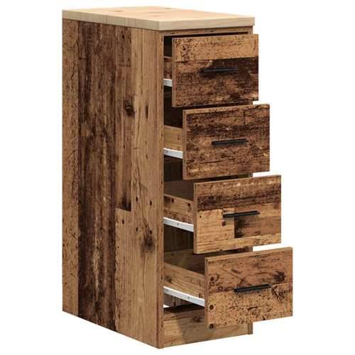Garažni ormar za odlaganje 30x51x85 cm masivne borovine - Staro drvo 30 x 51 x 85 cm 1 4 ladice 4 zásuvky Cijena