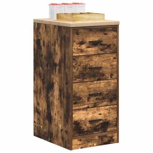 Garažni ormar za odlaganje 40x51x85 cm masivne borovine - Dimljeni hrast 40 x 51 x 85 cm 1 4 ladice 4 zásuvky Cijena