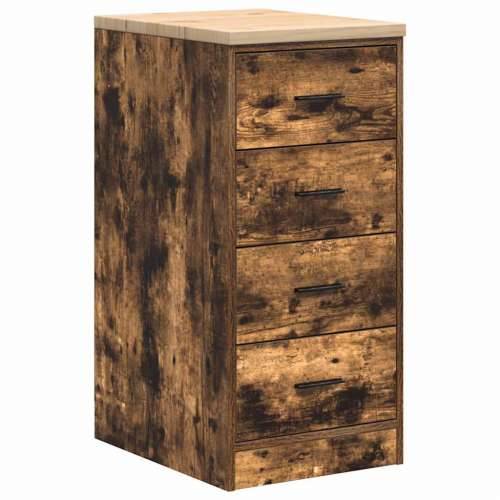 Garažni ormar za odlaganje 40x51x85 cm masivne borovine - Dimljeni hrast 40 x 51 x 85 cm 1 4 ladice 4 zásuvky Cijena