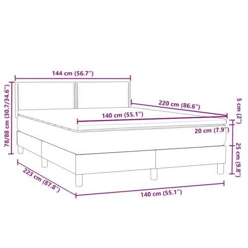Box spring krevet s madracem tamnosivi 140x210 cm baršunasti - Tamno siva 140 x 210 cm Obično s čavlima Cijena