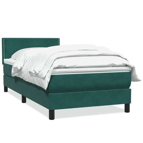 Box Spring krevet s madracem tamnozeleni 80x220 cm baršun - Tamnozelena 80 x 220 cm Obično s čavlima Cijena