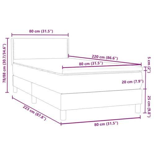 Box Spring krevet s madracem tamnozeleni 80x220 cm baršun - Tamnozelena 80 x 220 cm Obično s čavlima Cijena