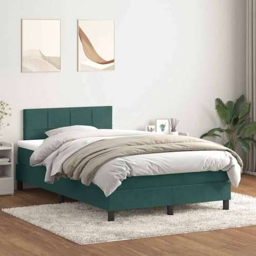 Box spring krevet s madracem tamnozeleni 120x210 cm baršunasti - Tamnozelena 120 x 210 cm Blok s kvadratima Cijena