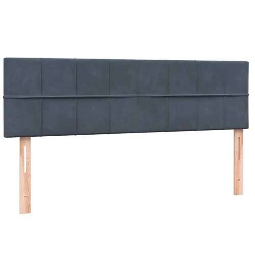 Box spring krevet s madracem tamnosivi 140x210 cm baršunasti - Tamno siva 140 x 210 cm Blok s kvadratima Cijena