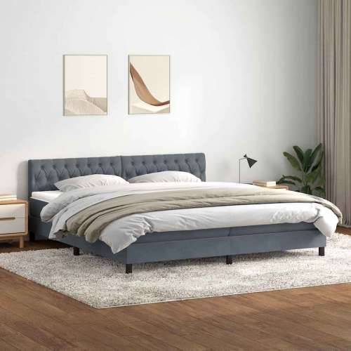 Box spring krevet s madracem tamnosivi 200x210 cm baršunasti - Tamno siva 200 x 210 cm Dizajn s gumbima Cijena
