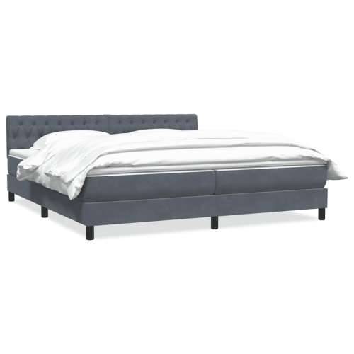 Box spring krevet s madracem tamnosivi 200x210 cm baršunasti - Tamno siva 200 x 210 cm Dizajn s gumbima Cijena