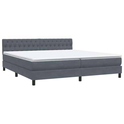 Box spring krevet s madracem tamnosivi 200x210 cm baršunasti - Tamno siva 200 x 210 cm Dizajn s gumbima Cijena
