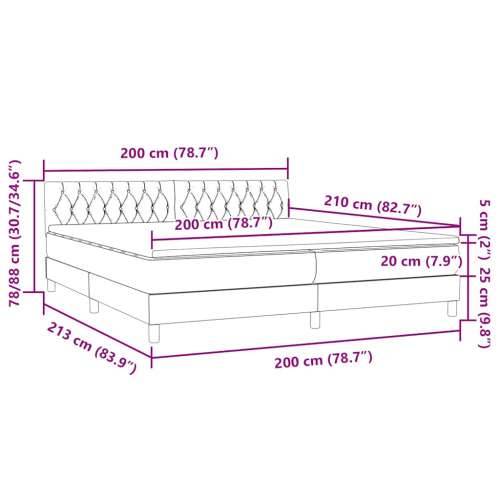 Box spring krevet s madracem tamnosivi 200x210 cm baršunasti - Tamno siva 200 x 210 cm Dizajn s gumbima Cijena