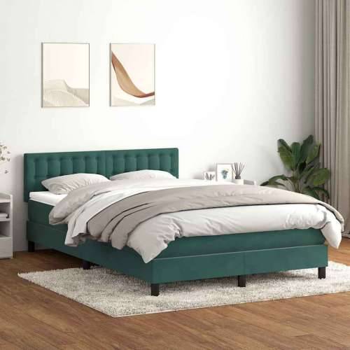 Box spring krevet s madracem tamnozeleni 140x210 cm baršunasti - Tamnozelena 140 x 210 cm gumbi Cijena