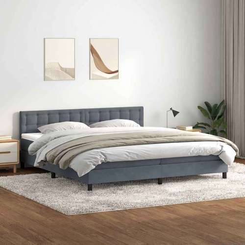 Box spring krevet s madracem tamnosivi 200x210 cm baršunasti - Tamno siva 200 x 210 cm gumbi Cijena