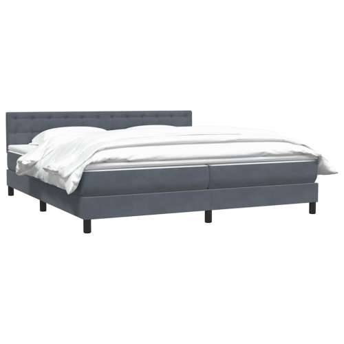 Box spring krevet s madracem tamnosivi 200x210 cm baršunasti - Tamno siva 200 x 210 cm gumbi Cijena