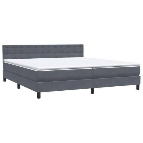 Box spring krevet s madracem tamnosivi 200x210 cm baršunasti - Tamno siva 200 x 210 cm gumbi Cijena