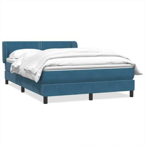 Krevet s oprugama i madracem tamnoplavi 140x210 cm baršunasti - Tamno plava 140 x 210 cm Obično s čavlima Cijena