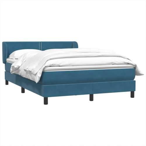 Krevet s oprugama i madracem tamnoplavi 140x210 cm baršunasti - Tamno plava 140 x 210 cm Obično s čavlima Cijena