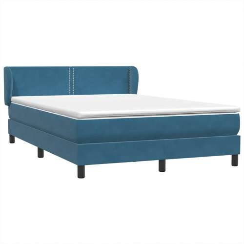 Krevet s oprugama i madracem tamnoplavi 140x210 cm baršunasti - Tamno plava 140 x 210 cm Obično s čavlima Cijena