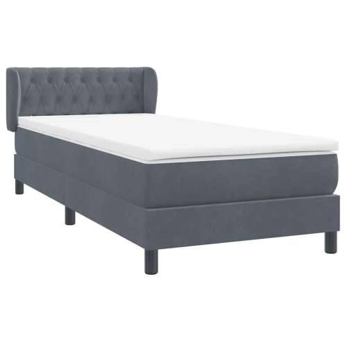 Box Spring krevet s madracem tamno sivi 80x210 cm baršun - Tamno siva 80 x 210 cm Dizajn s gumbima Cijena