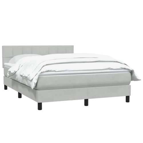 Krevet s oprugama i madracem svjetlosivi 140x220 cm baršunasti - Svjetlosiva 140 x 220 cm Blok s kvadratima Cijena