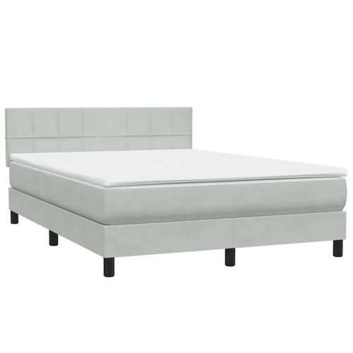 Krevet s oprugama i madracem svjetlosivi 140x220 cm baršunasti - Svjetlosiva 140 x 220 cm Blok s kvadratima Cijena
