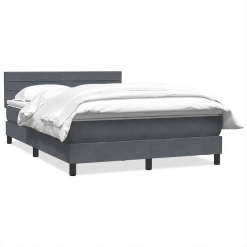 Box spring krevet s madracem tamnosivi 140x210 cm baršunasti - Tamno siva 140 x 210 cm vodoravne pruge Cijena
