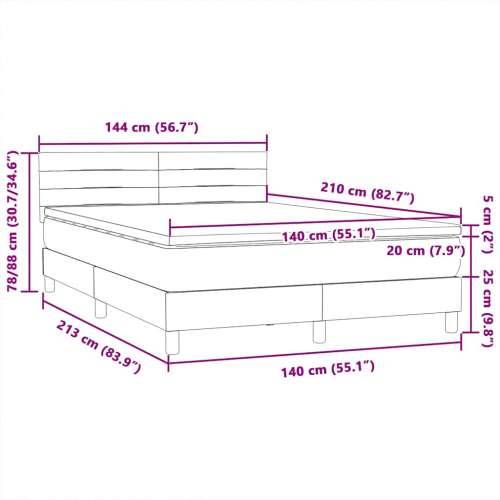 Box spring krevet s madracem tamnosivi 140x210 cm baršunasti - Tamno siva 140 x 210 cm vodoravne pruge Cijena