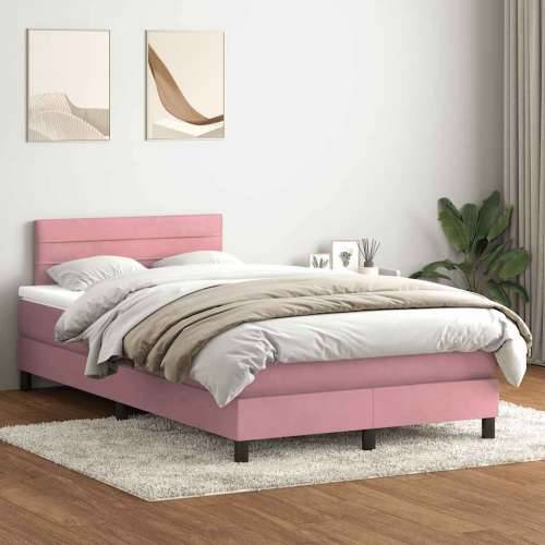 Box Spring krevet s madracem ružičasti 120x220 cm samt - Ružičasta 120 x 220 cm vodoravne pruge Cijena