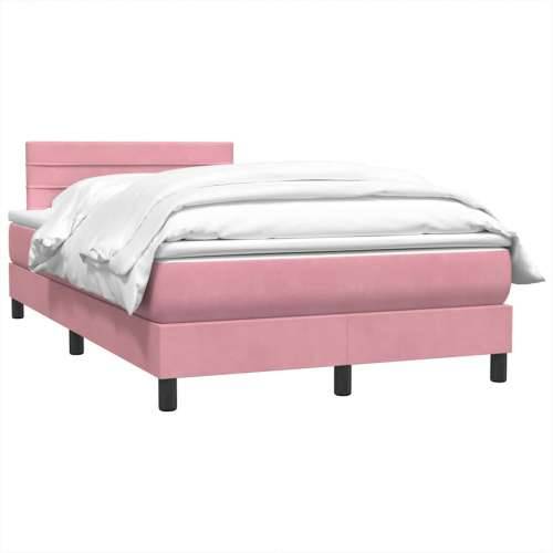 Box Spring krevet s madracem ružičasti 120x220 cm samt - Ružičasta 120 x 220 cm vodoravne pruge Cijena