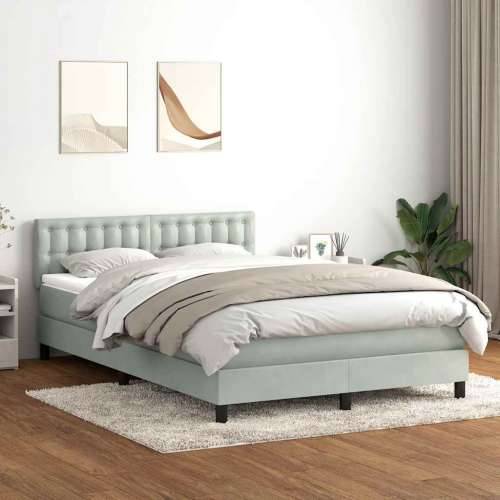 Krevet s oprugama i madracem svjetlosivi 140x220 cm baršunasti - Svjetlosiva 140 x 220 cm gumbi Cijena