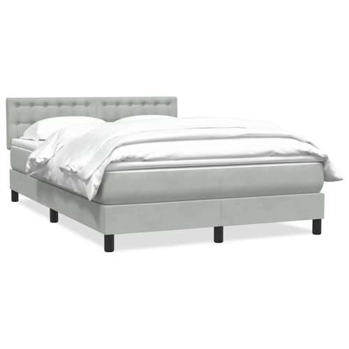 Krevet s oprugama i madracem svjetlosivi 140x220 cm baršunasti - Svjetlosiva 140 x 220 cm gumbi Cijena