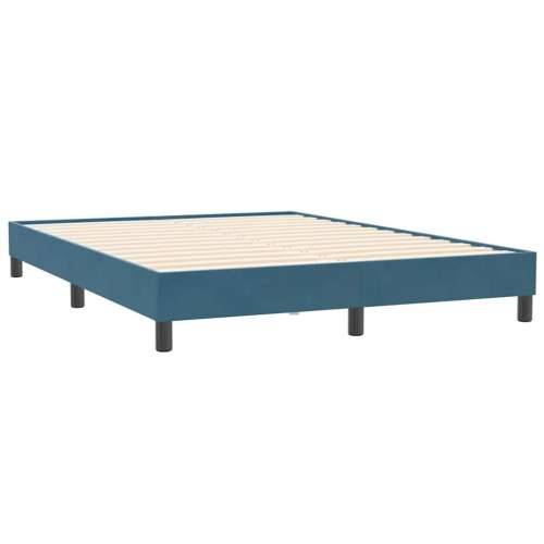 Krevet s oprugama i madracem tamnoplavi 140x210 cm baršunasti - Tamno plava 140 x 210 cm vodoravne pruge Cijena