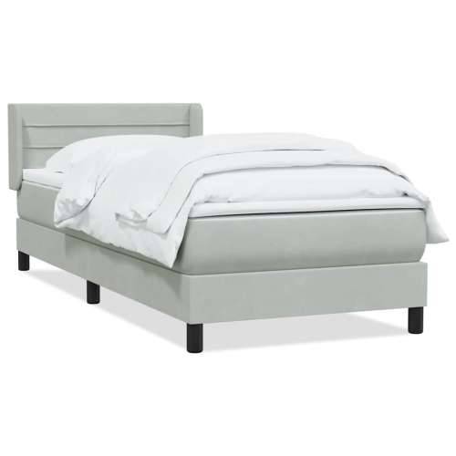 Box Spring krevet s madracem svijetlo sivi 90x220 cm baršun - 90 x 220 cm vodoravne pruge Svjetlosiva Cijena