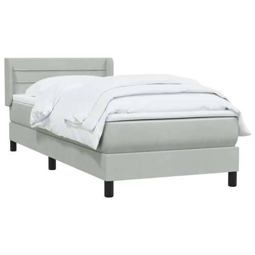 Box Spring krevet s madracem svijetlo sivi 90x220 cm baršun - 90 x 220 cm vodoravne pruge Svjetlosiva Cijena