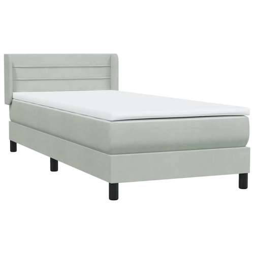 Box Spring krevet s madracem svijetlo sivi 90x220 cm baršun - 90 x 220 cm vodoravne pruge Svjetlosiva Cijena