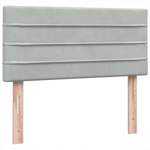 Box Spring krevet s madracem svijetlo sivi 90x220 cm baršun - 90 x 220 cm vodoravne pruge Svjetlosiva Cijena