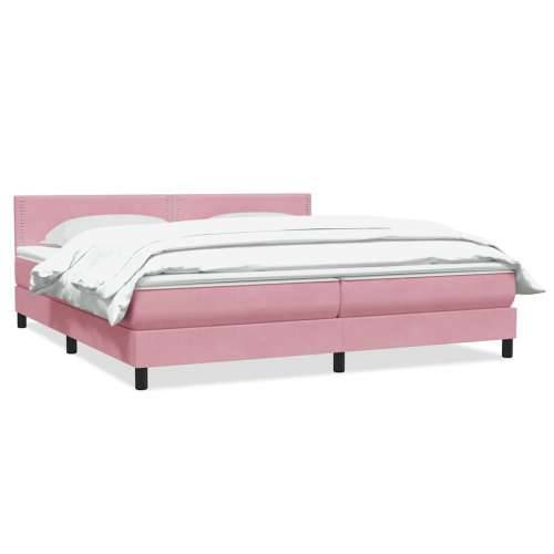 Box Spring krevet s madracem ružičasti 200x210 cm samt - Ružičasta 200 x 210 cm Obično s čavlima Cijena