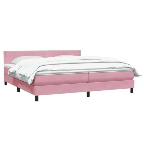 Box Spring krevet s madracem ružičasti 200x210 cm samt - Ružičasta 200 x 210 cm Obično s čavlima Cijena