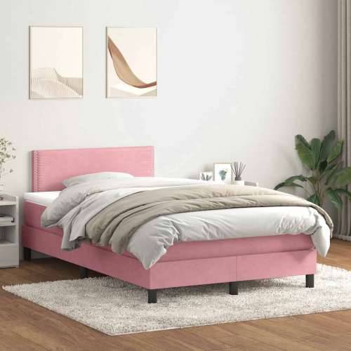 Box Spring krevet s madracem ružičasti 120x220 cm samt - Ružičasta 120 x 220 cm Obično s čavlima Cijena