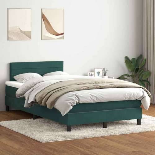 Box spring krevet s madracem tamnozeleni 120x210 cm baršunasti - Tamnozelena 120 x 210 cm vodoravne pruge Cijena