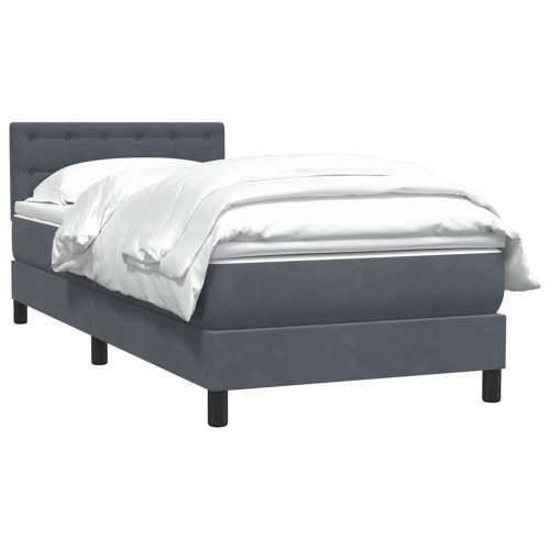 Box spring krevet s madracem tamnosivi 80 x 220 cm baršunasti - Tamno siva 80 x 220 cm gumbi Cijena