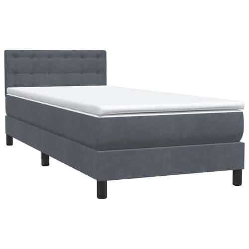 Box spring krevet s madracem tamnosivi 80 x 220 cm baršunasti - Tamno siva 80 x 220 cm gumbi Cijena