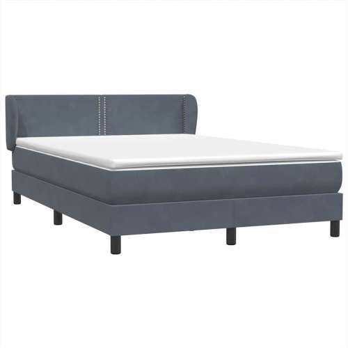 Box spring krevet s madracem tamnosivi 140x210 cm baršunasti - Tamno siva 140 x 210 cm Obično s čavlima Cijena