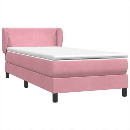 Box spring krevet s madracem ružičasti 80 x 220 cm baršunasti - Ružičasta 80 x 220 cm Obično s čavlima Cijena