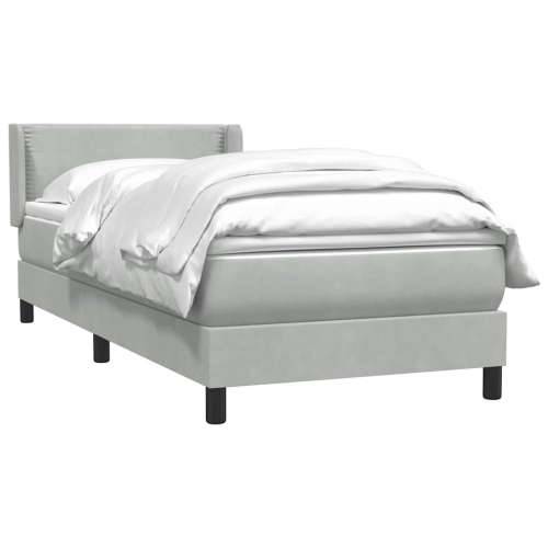 Box Spring krevet s madracem svijetlo sivi 90x220 cm baršun - Svjetlosiva 90 x 220 cm Obično s čavlima Cijena