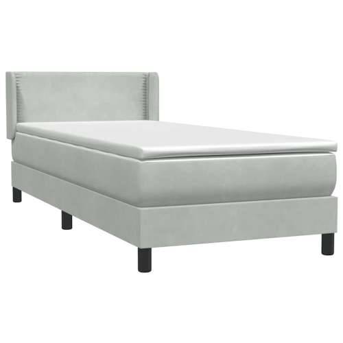 Box Spring krevet s madracem svijetlo sivi 90x220 cm baršun - Svjetlosiva 90 x 220 cm Obično s čavlima Cijena