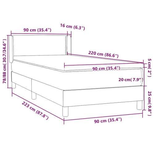 Box Spring krevet s madracem svijetlo sivi 90x220 cm baršun - Svjetlosiva 90 x 220 cm Obično s čavlima Cijena