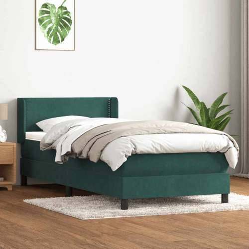 Box Spring krevet s madracem tamnozeleni 90x220 cm baršun - Tamnozelena 90 x 220 cm Obično s čavlima Cijena