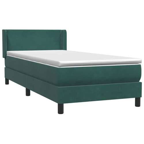 Box Spring krevet s madracem tamnozeleni 90x220 cm baršun - Tamnozelena 90 x 220 cm Obično s čavlima Cijena