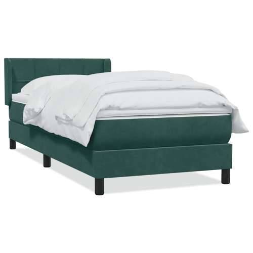 Box Spring krevet s madracem tamnozeleni 90x220 cm baršun - Tamnozelena 90 x 220 cm Blok s kvadratima Cijena