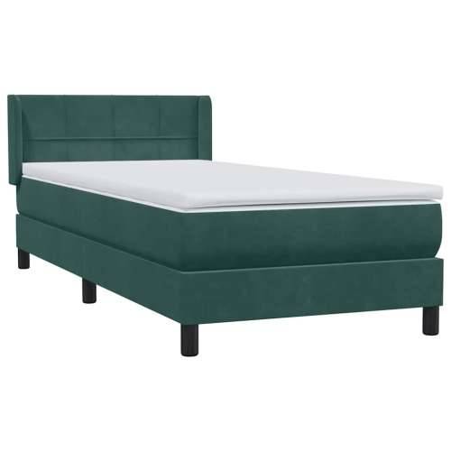 Box Spring krevet s madracem tamnozeleni 90x220 cm baršun - Tamnozelena 90 x 220 cm Blok s kvadratima Cijena