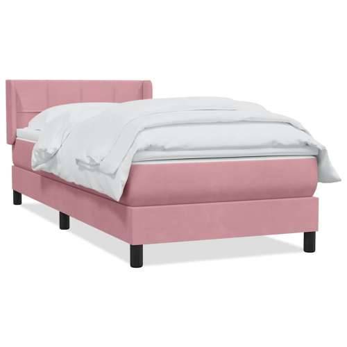 Box spring krevet s madracem ružičasti 90x220 cm baršunasti - Ružičasta 90 x 220 cm Blok s kvadratima Cijena