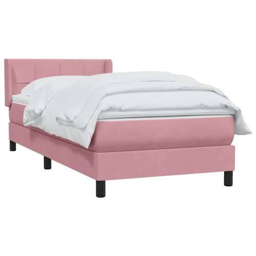 Box spring krevet s madracem ružičasti 90x220 cm baršunasti - Ružičasta 90 x 220 cm Blok s kvadratima Cijena